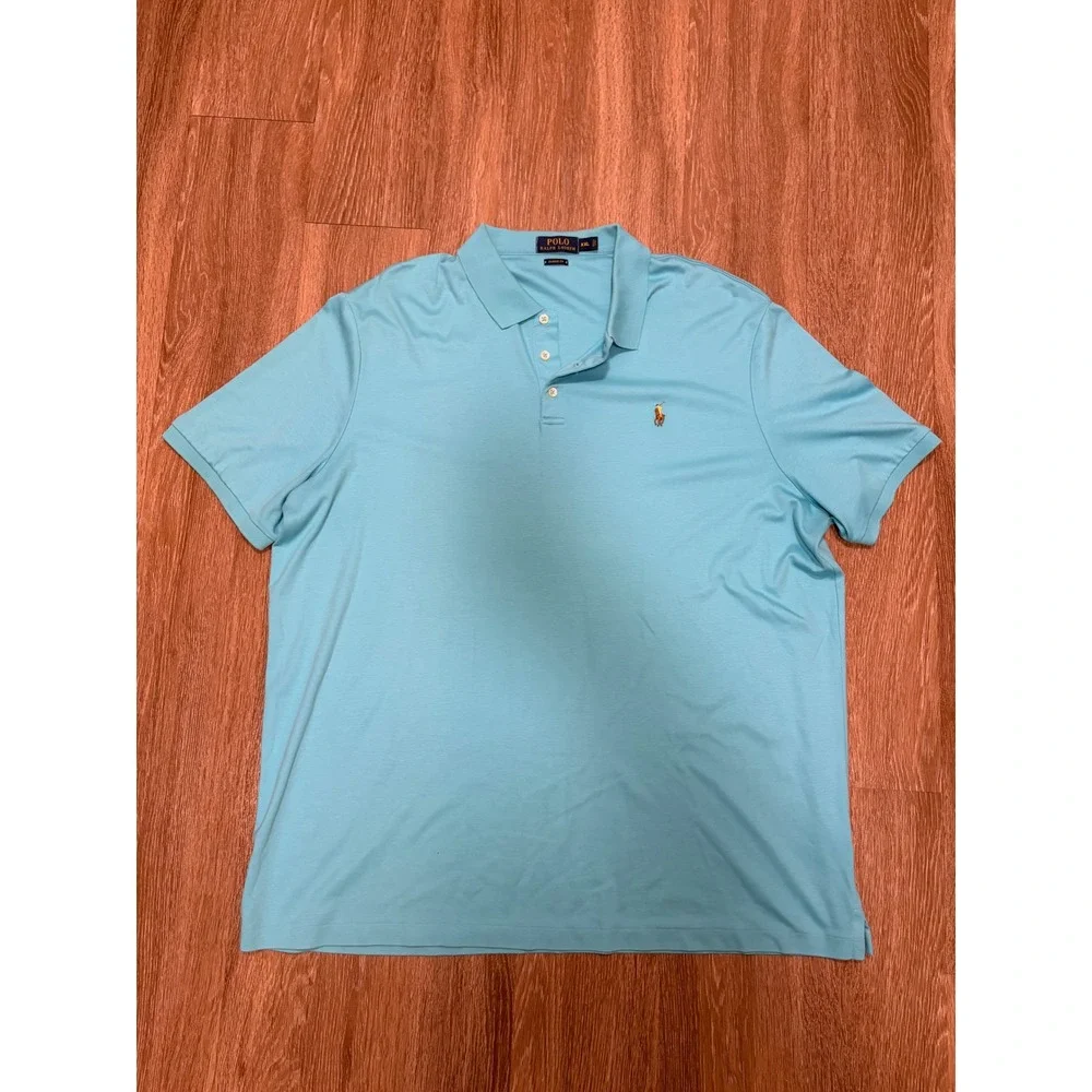 Polo Ralph Lauren Mens XXL Classic Fit Light Blue Short Sleeve Polo Shirt Logo
